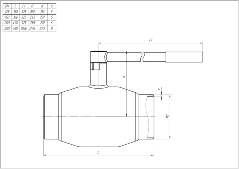 Кран шаровый LD КШЦП Gas 125/100.025.Н/П.03. из стали 09Г2С Ду125/100 Ру25 МПа в Ярославле